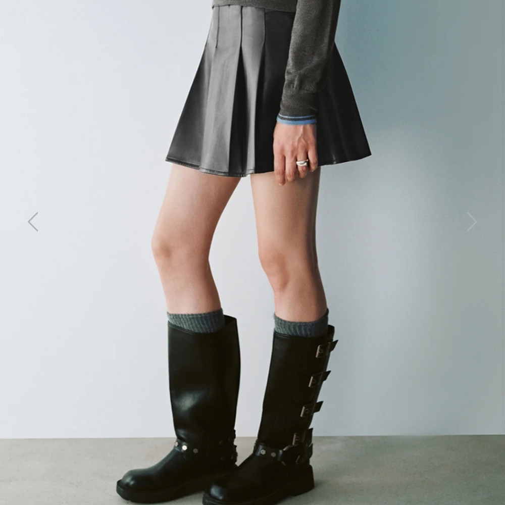 NWT URBAN REVIVO FAUX LEATHER A LINE SKIRT - Picture 3 of 10